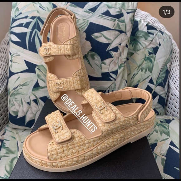 CHANEL Shoes - Chanel Dad Raffia Sandals Size 38